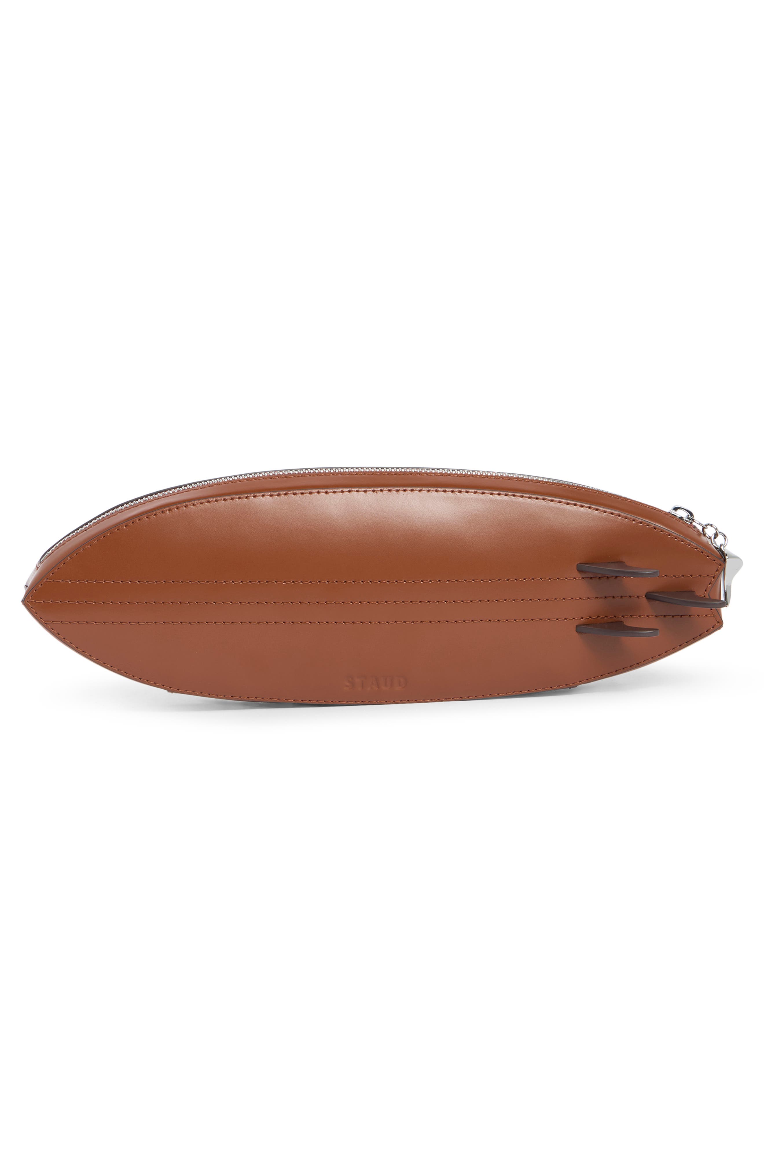 STAUD Leather Surfboard Clutch, Alternate, color, Tabacco