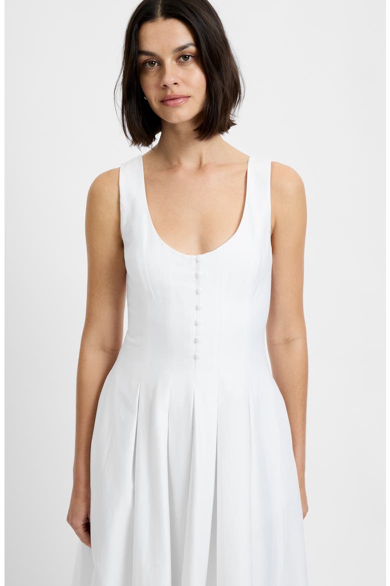 Pleated Sleeveless Sateen Midi Dress, Alternate, color, SUMMER WHITE