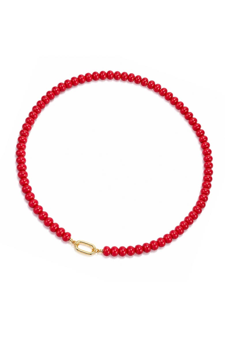 Red Beaded Gold-Tone Link Necklace, Main, color, Red
