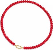 Donatello Gian Red Beaded Gold-Tone Link Necklace