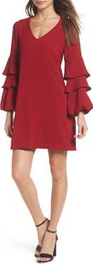 Charles Henry Tiered Ruffle Sleeve Dress