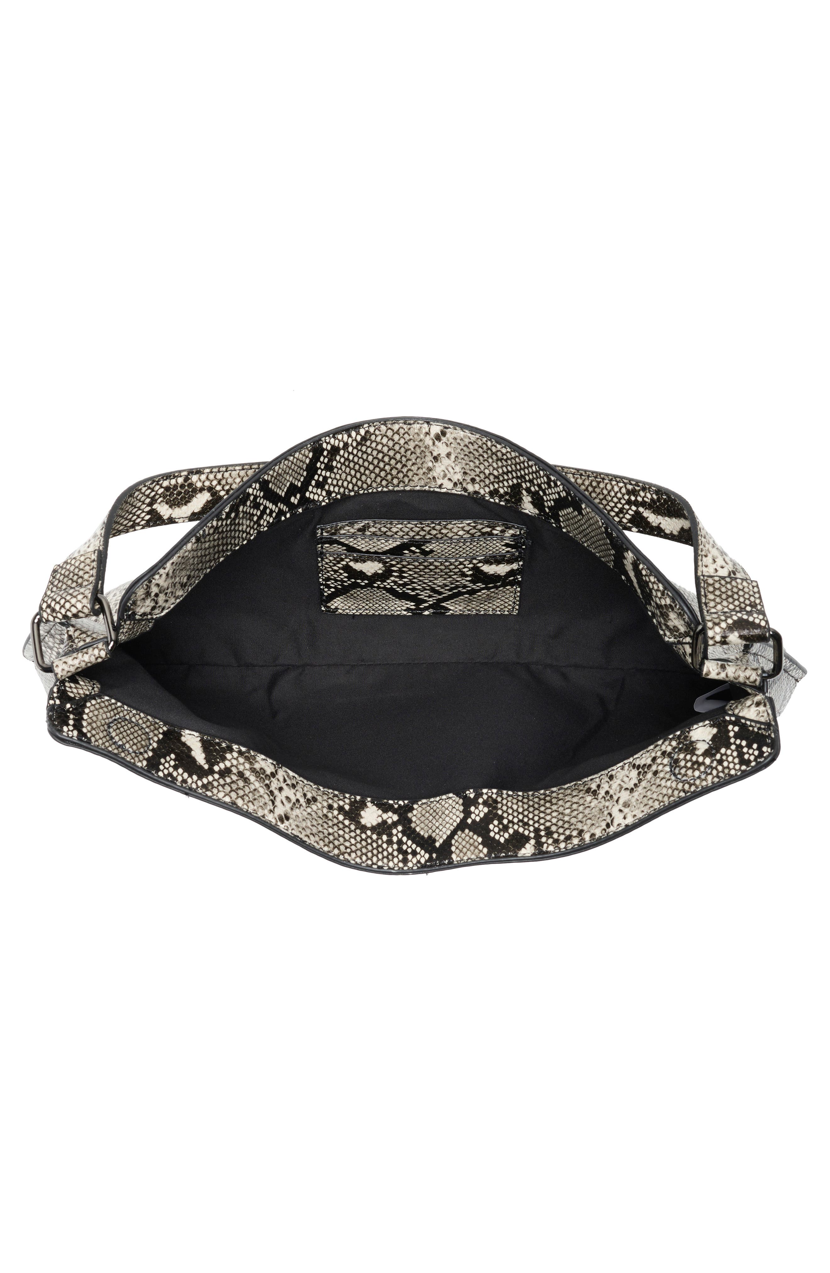 Snakeskin Embossed Faux Leather Shoulder Bag, Alternate, color, BLACK WHITE SNAKE