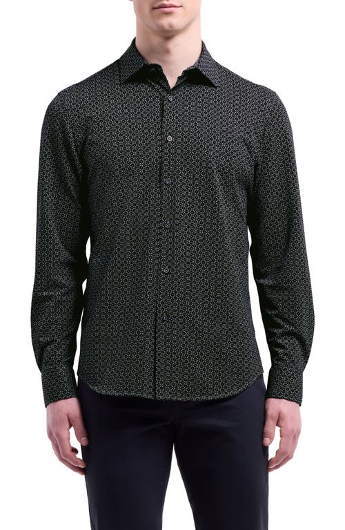 Bugatchi James Ooohcotton® Geo Print Button-up Shirt In Black