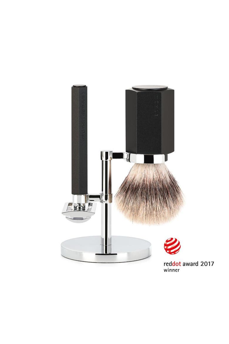 Hexagon Graphite 3-Piece Silvertip Fiber Shaving Set, Main, color, Graphite