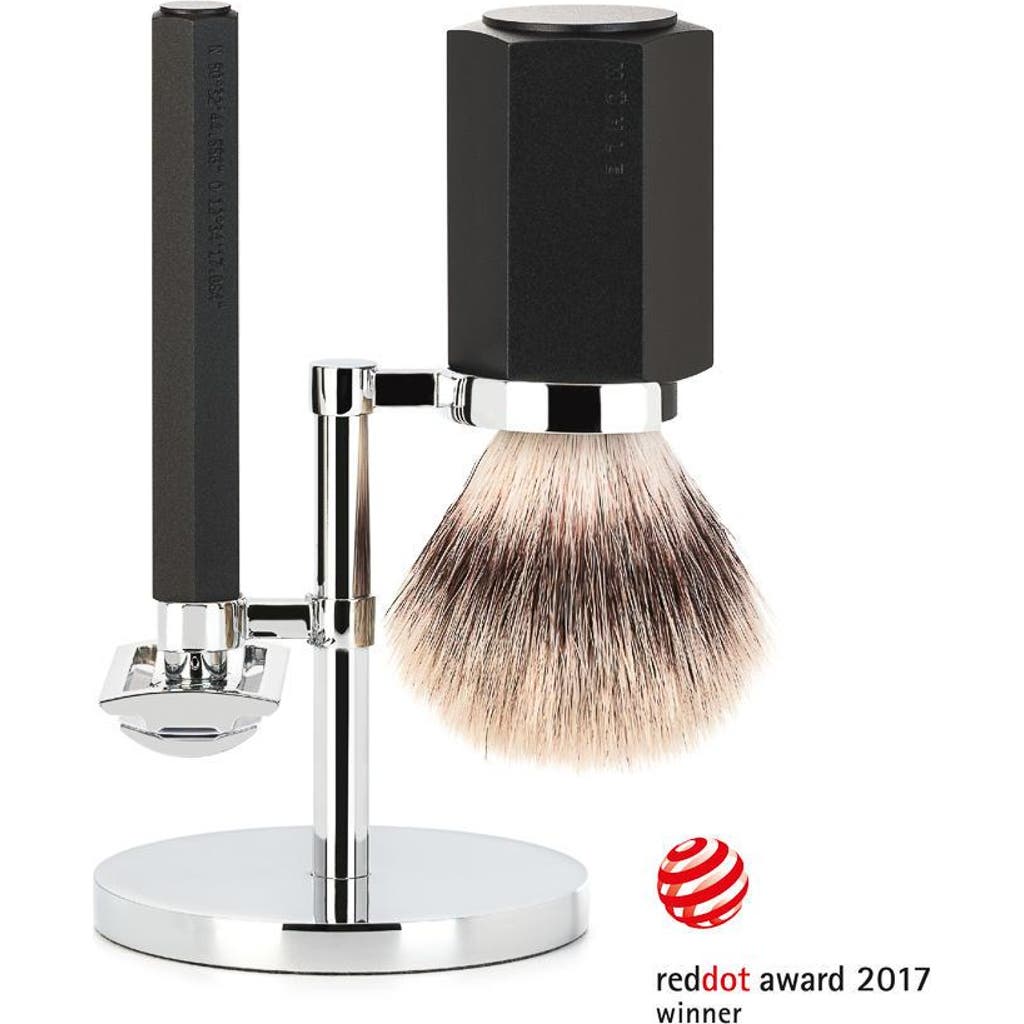 Mühle Hexagon Graphite 3-piece Silvertip Fiber Shaving Set In Black