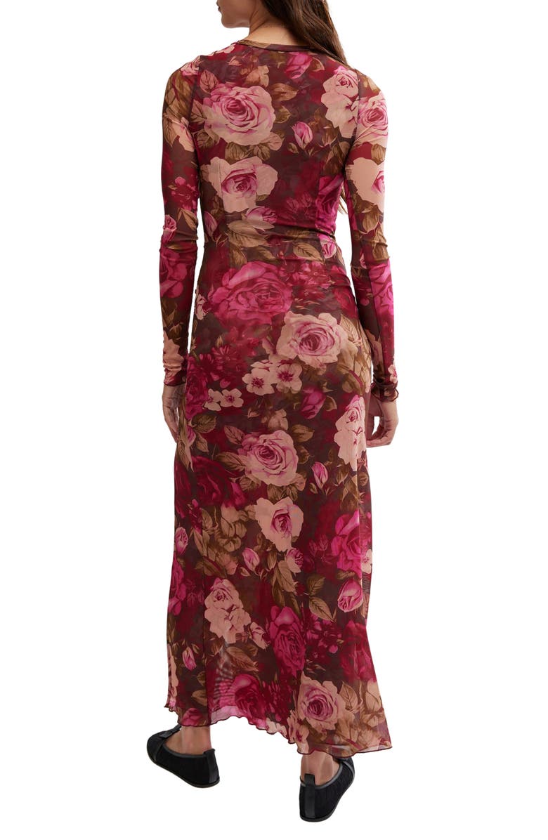 Free People Gianni Long Sleeve Stretch Mesh Body-Con Dress, Alternate, color, Love Combo