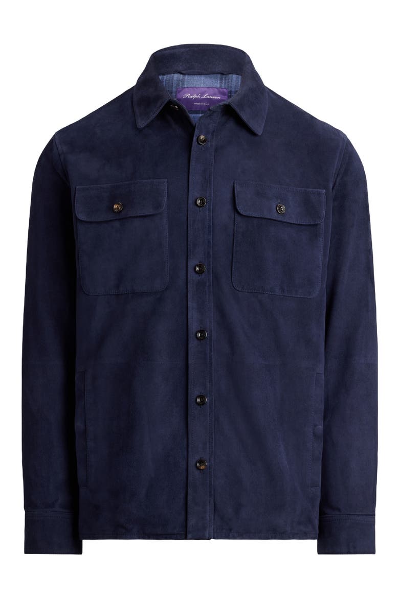 Calloway Insulated Lambskin Suede Shirt Jacket, Alternate, color, RACING NAVY