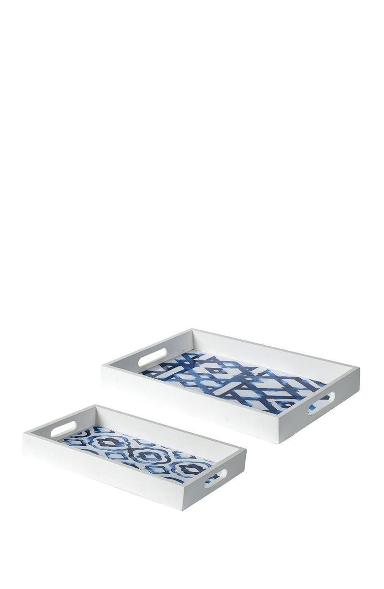 R16 HOME Indigo Crisp Trellis Tray - Set of 2, Main, color, 
