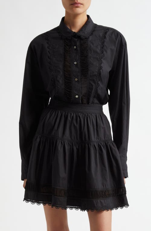Ulla Johnson Samira Boxy Cotton Button-up Shirt In Noir