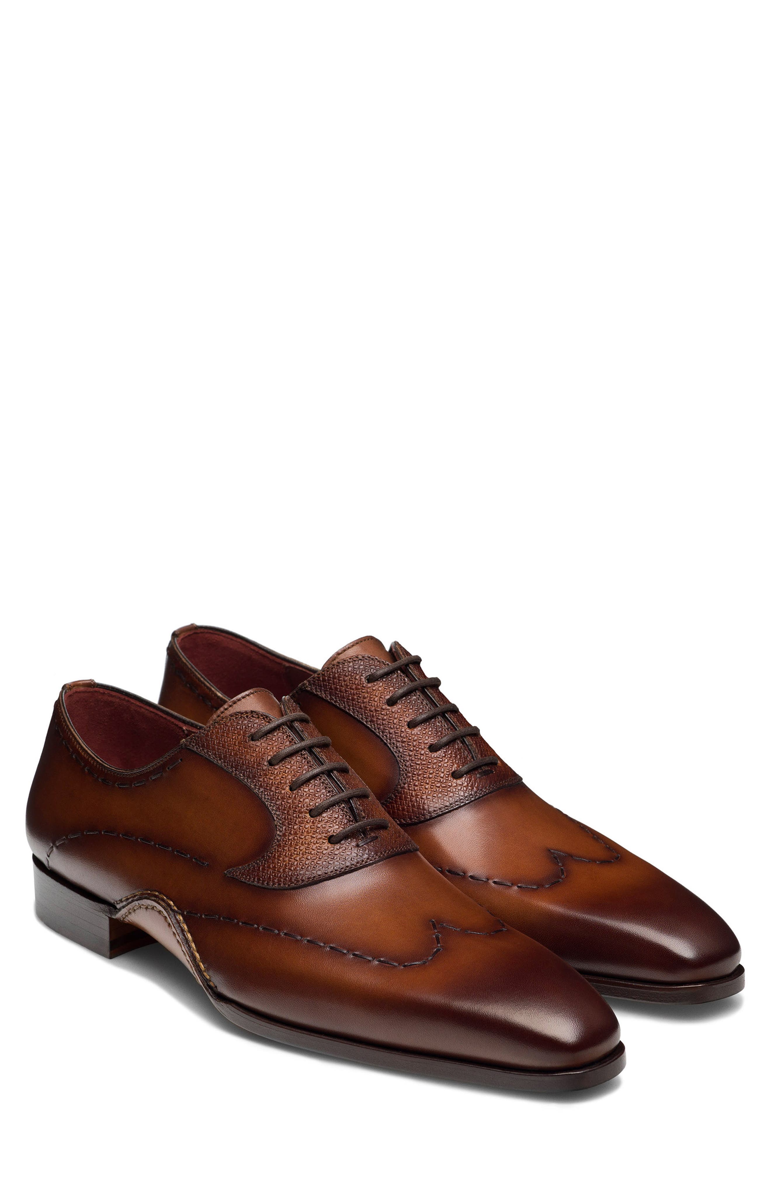 Magnanni Bowden Wingtip Derby, Main, color, Cognac