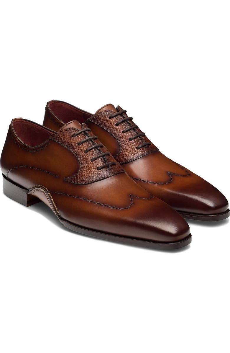Magnanni Bowden Wingtip Derby, Main, color, Cognac