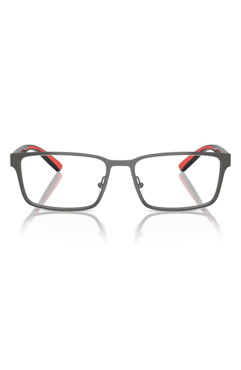 Scuderia Ferrari 56mm Rectangle Optical Glasses, Main, color, Dark Gunmetal / Demo Lens
