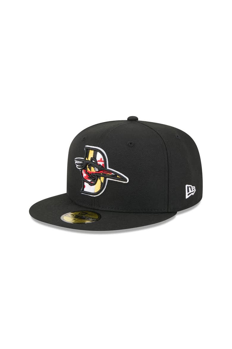 Men's New Era  Black Delmarva Shorebirds Theme Nights 59FIFTY Fitted Hat, Main, color, Black