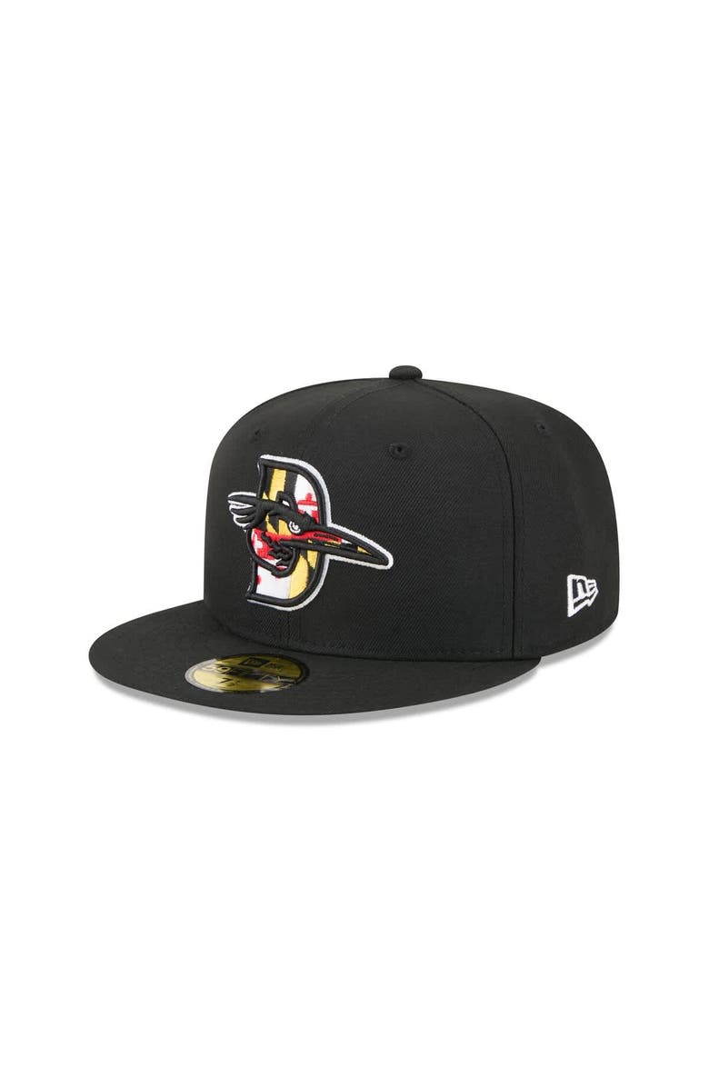 New Era Men's New Era Black Delmarva Shorebirds Theme Nights 59FIFTY Fitted Hat, Main, color,