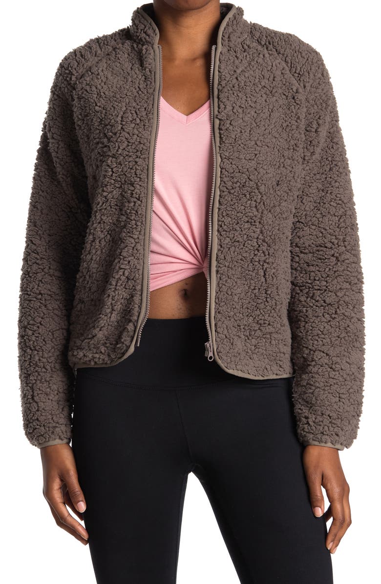 Z by Zella Aura Faux Shearling Zip Front Jacket, Main, color,
