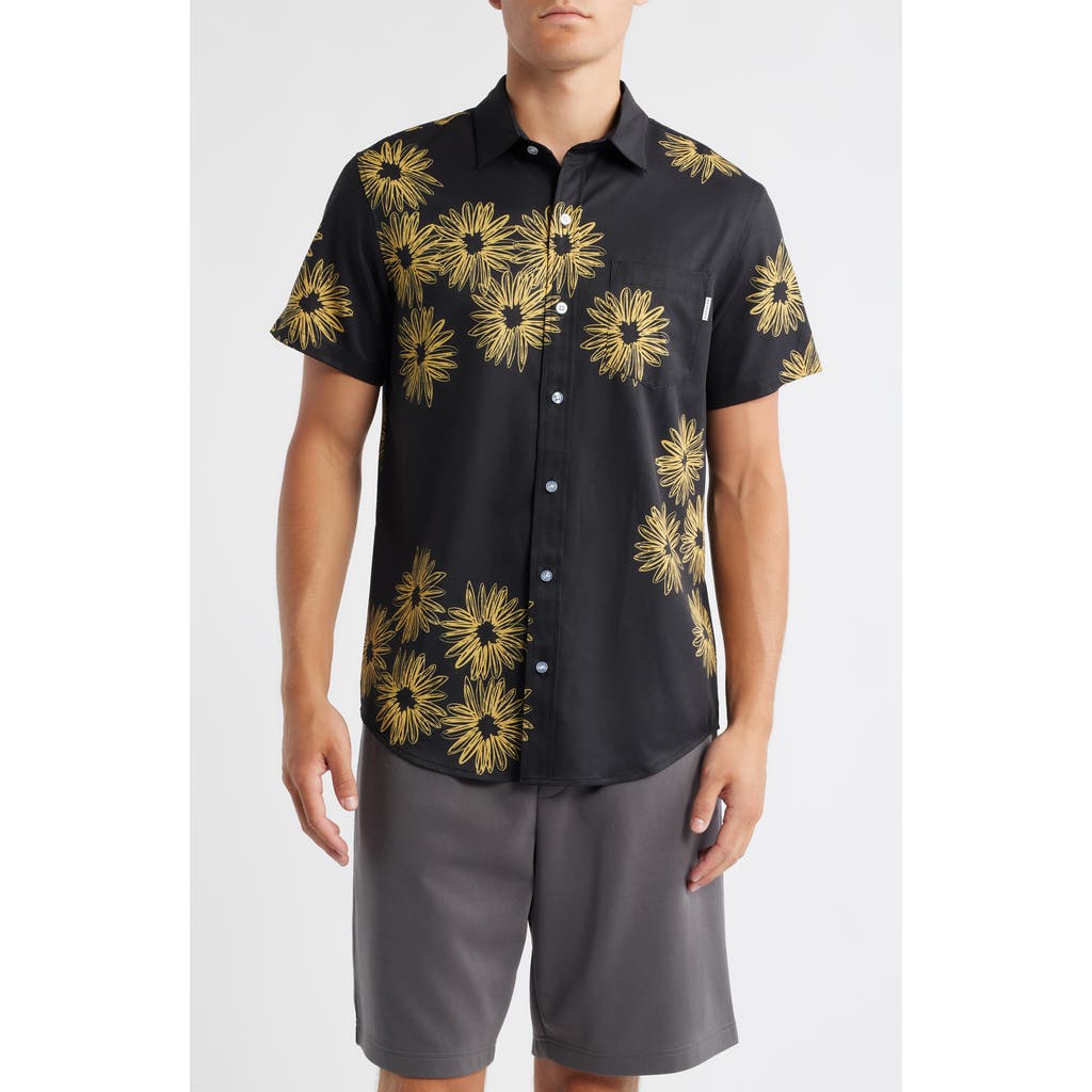 Mavrans Palm Weekend Short Sleeve Button-up Shirt In Black