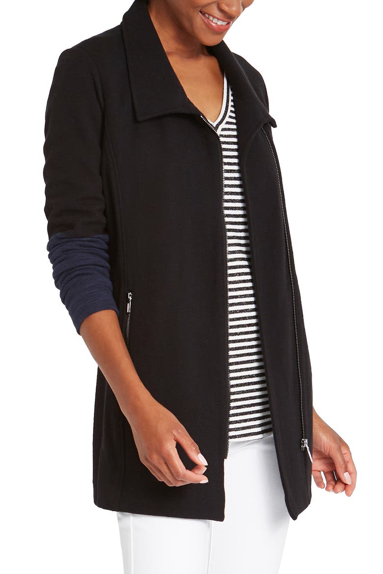 Take Charge Front Zip Knit Jacket, Main, color, BLACK ONYX