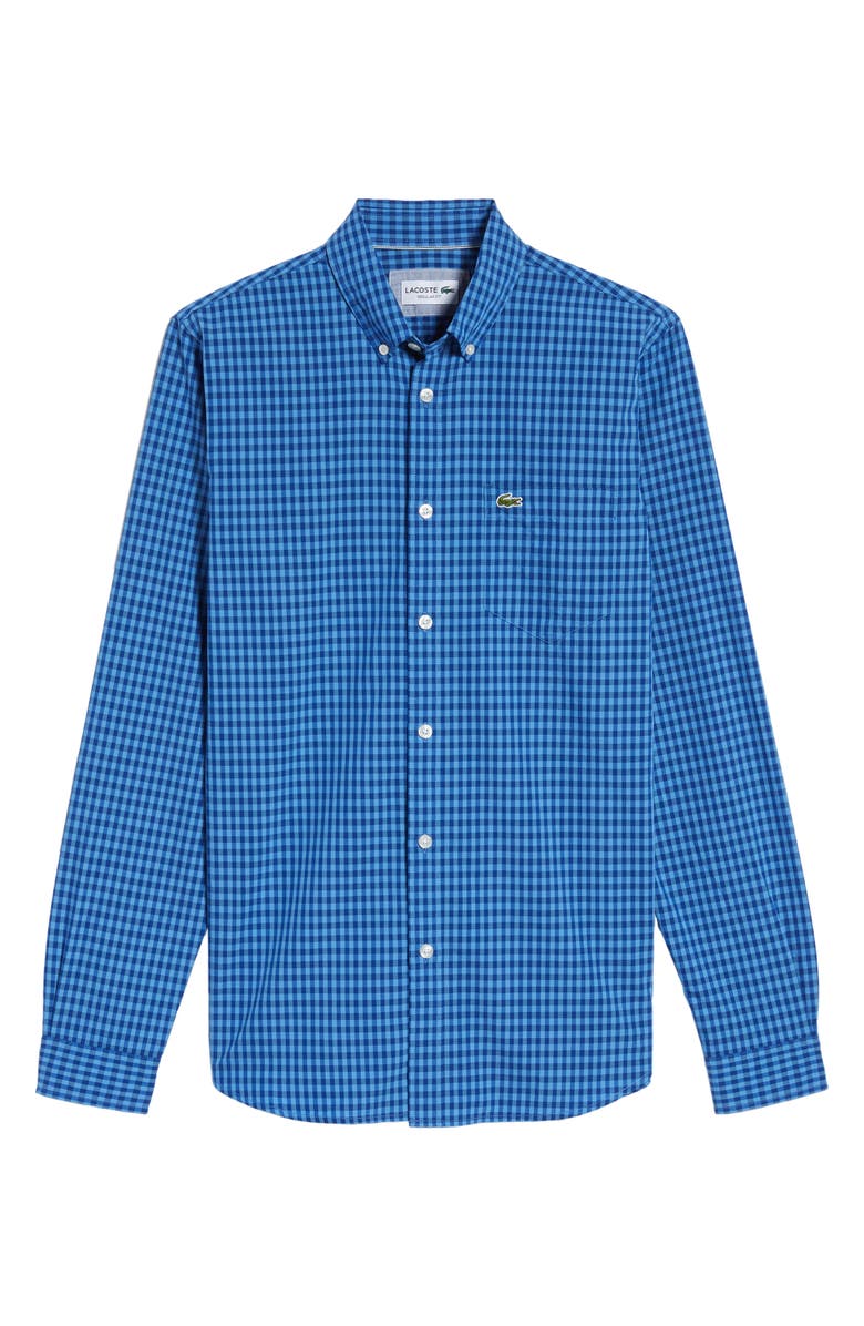 Lacoste Gingham Check Poplin Shirt, Alternate, color, 