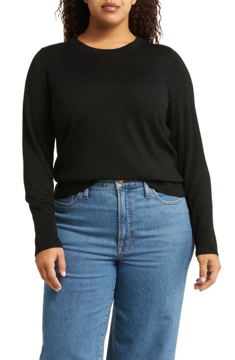 Merino Wool Blend Crewneck Sweater (Plus Size)