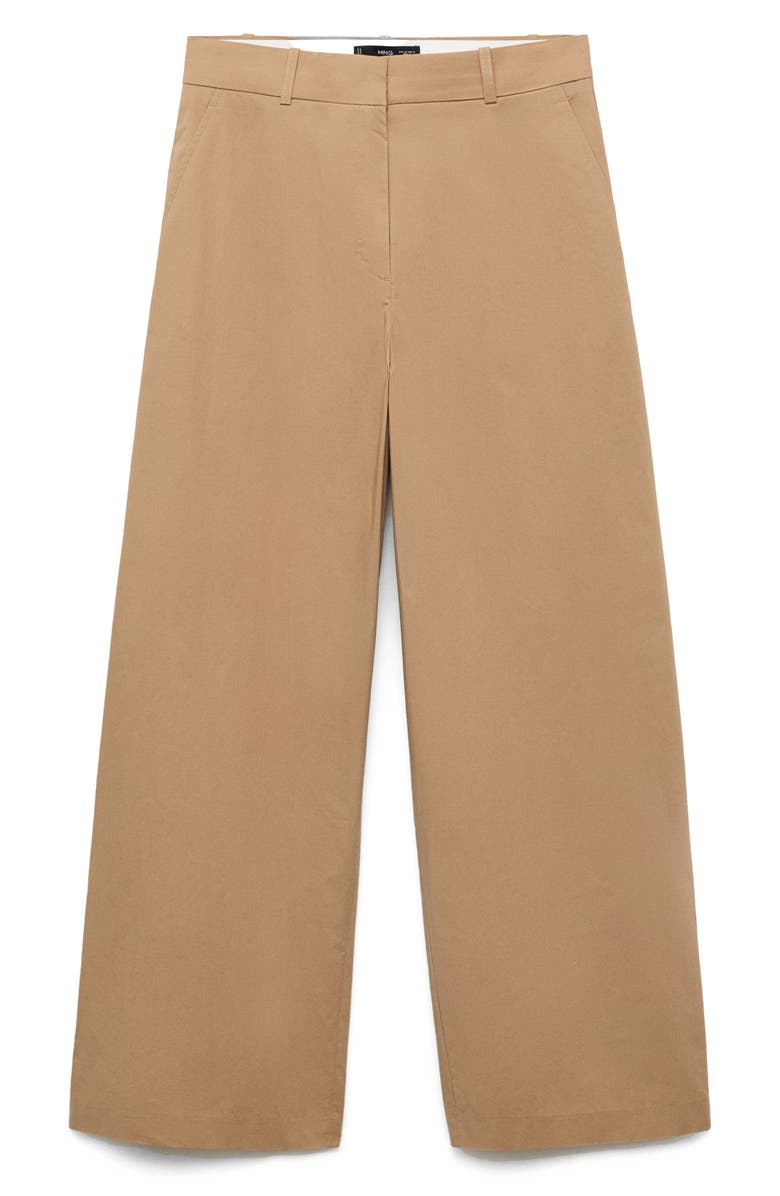 MANGO Stretch Cotton Wide Leg Pants, Alternate, color, Medium Brown