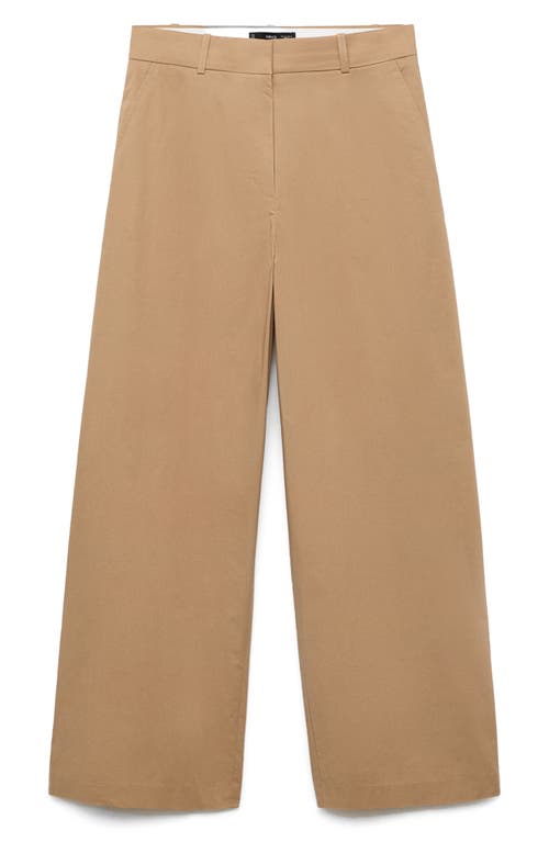 Mango Stretch Cotton Wide Leg Pants In Brown