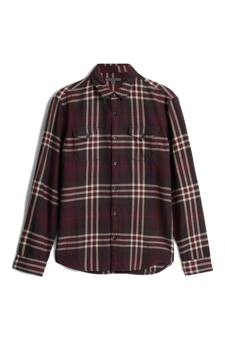 Dale Plaid Button-Up Shirt, Alternate, color, MERLOT