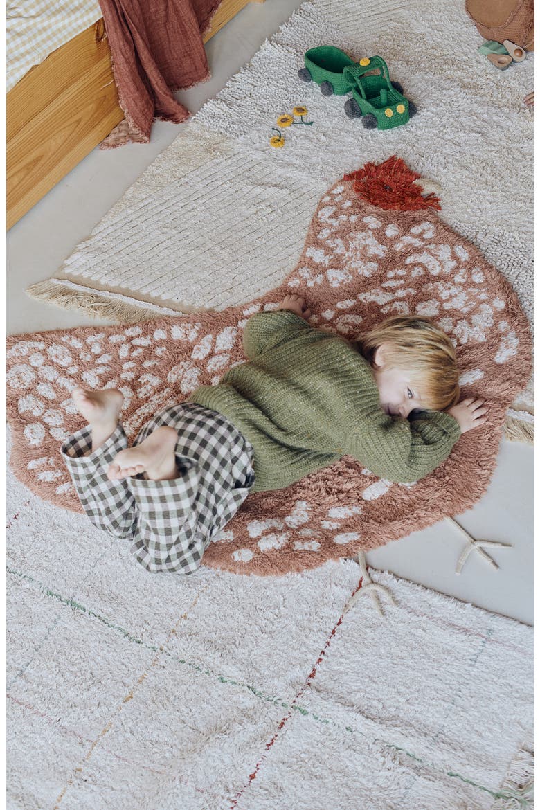 Chicken Washable Cotton Blend Rug, Alternate, color, NATURAL CHESTNUT