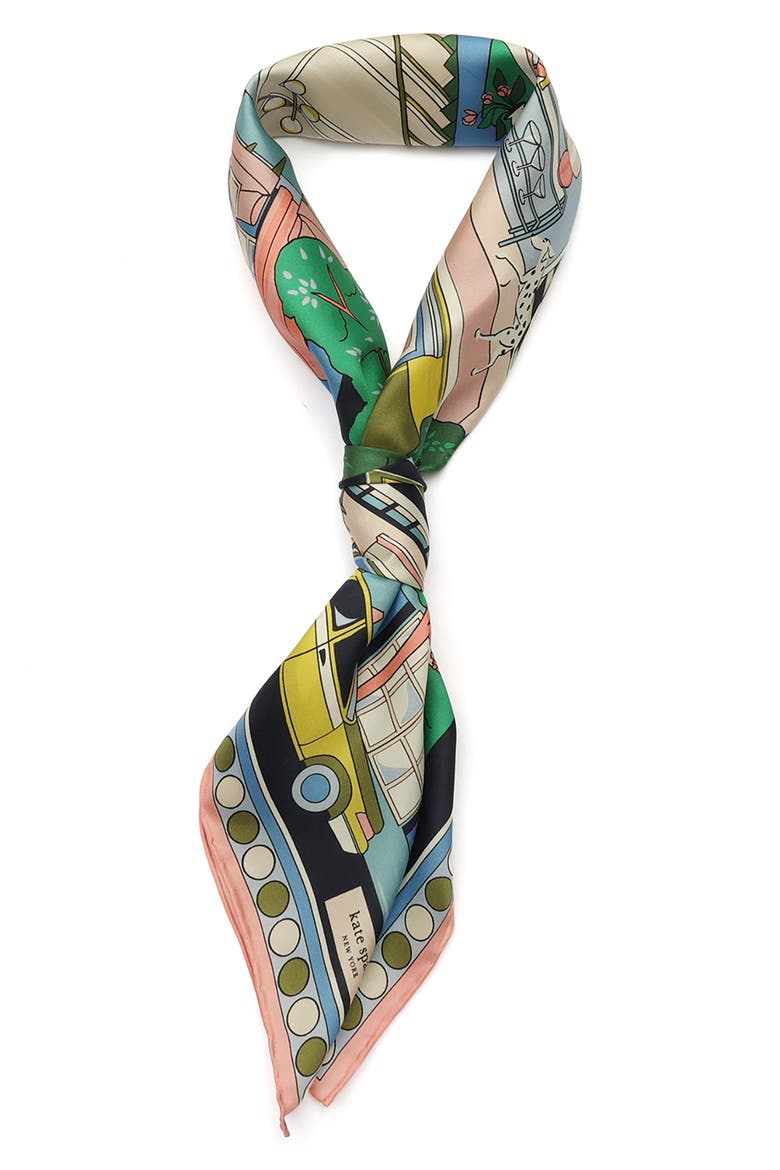 townhouse silk square scarf, Alternate, color, PINK MULTI