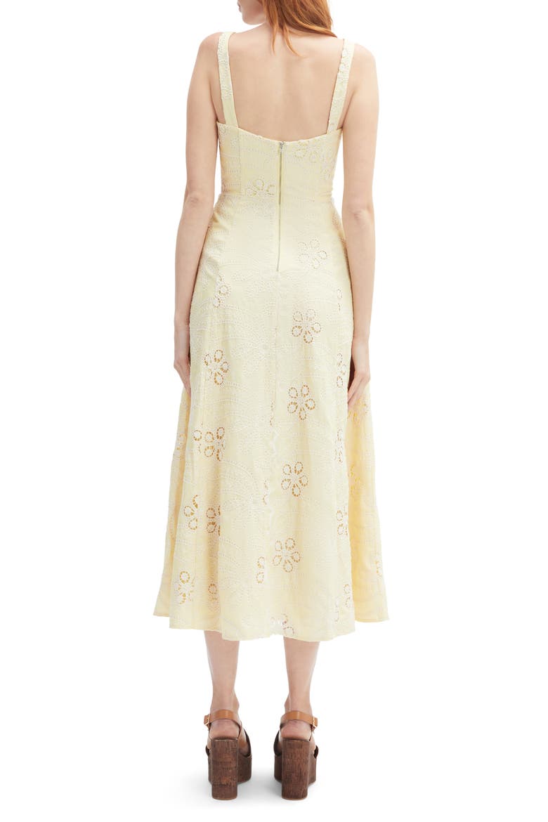 Lilah Floral Eyelet Lace Corset Midi Sundress, Alternate, color, YELLOW DAISY
