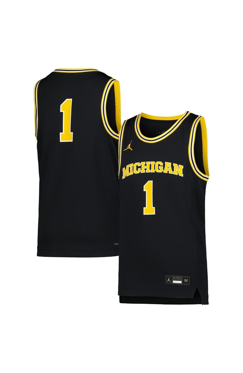 Jordan Brand Youth Jordan Brand #1 Navy Michigan Wolverines Icon Replica Basketball Jersey, Main, color, 