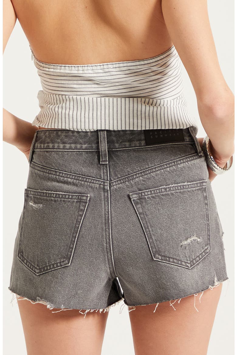 Ivy High Waist Distressed Denim Shorts, Alternate, color, GRAY