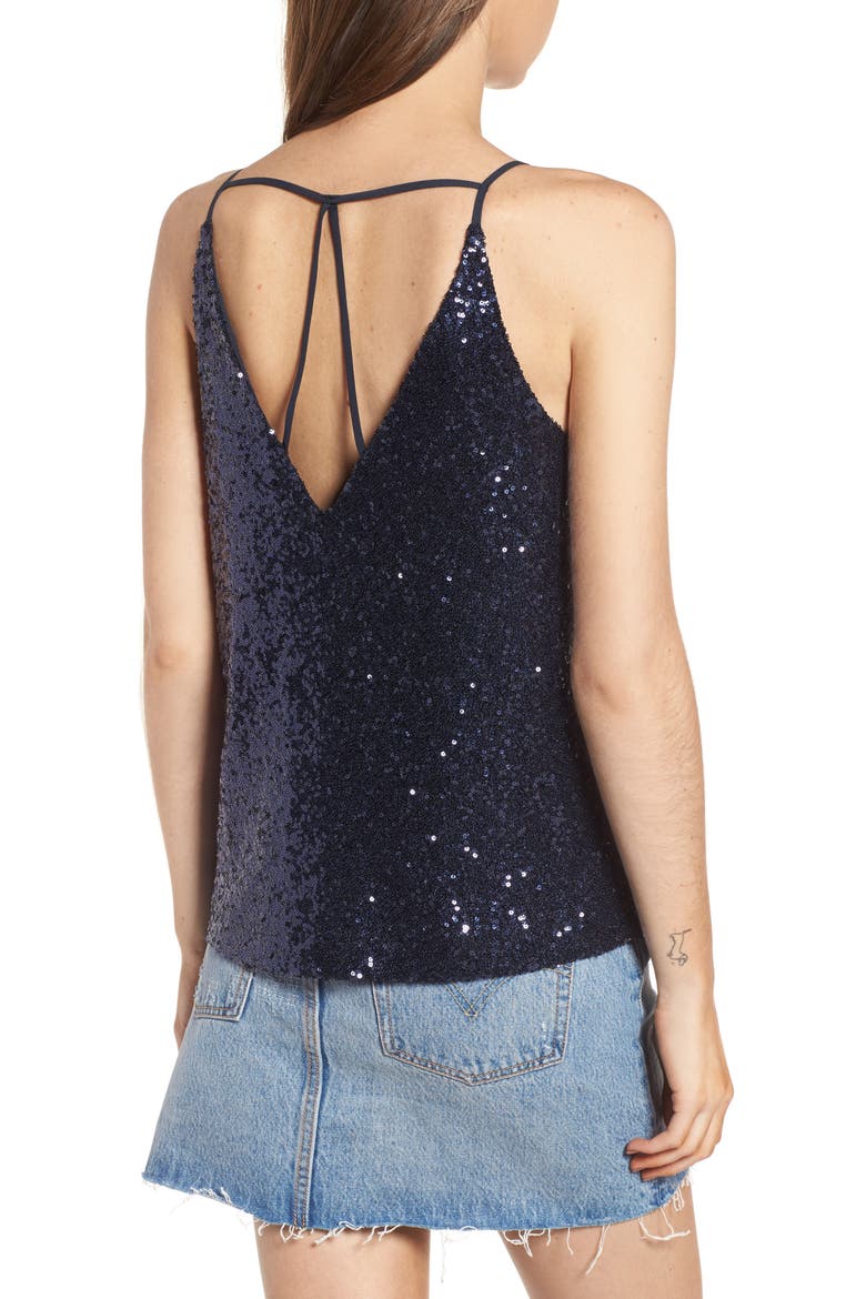 Haute Matte Sequin Camisole, Alternate, color, BLUE