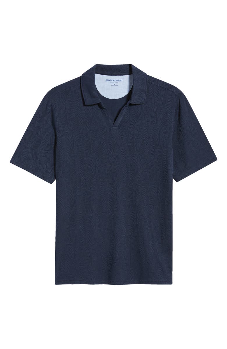 Johnston & Murphy Sedona Jacquard Polo, Main, color, Navy Frond