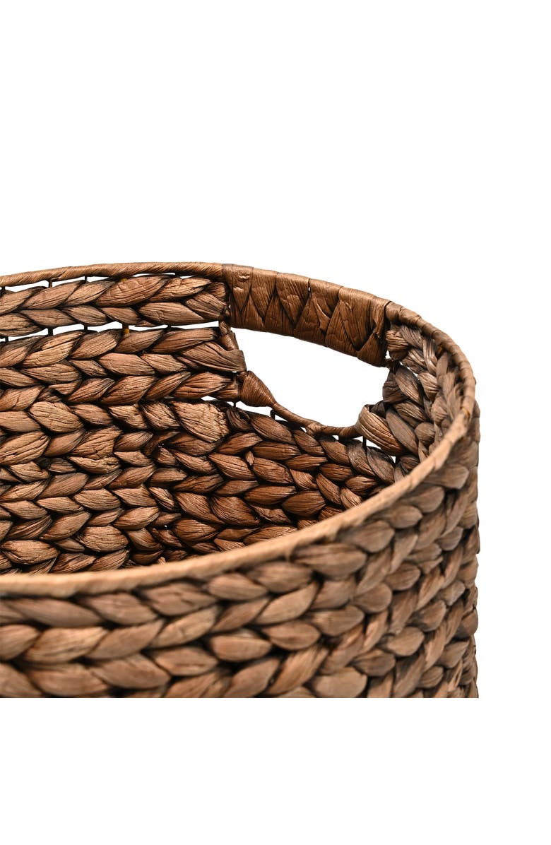 HAPPIMESS Avery Bohemian Cottage Handwoven Hyacinth Cylinder Nesting Baskets with Handles,, Alternate, color, Brown