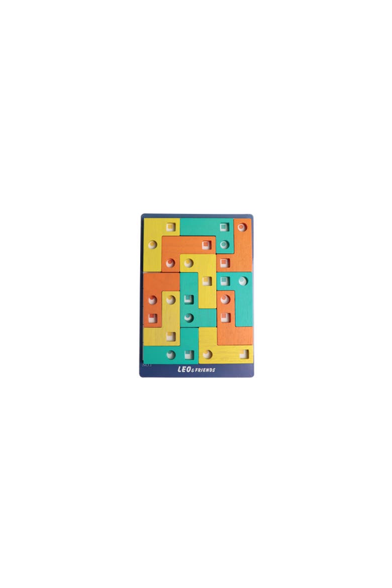 Wooden L-Shaped Geometric Matching Game, Alternate, color, Orange