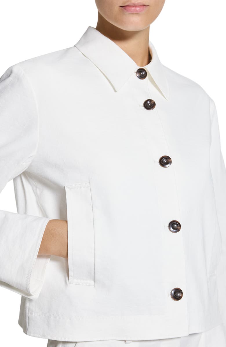 Theory Linen Blend Crop Shirt Jacket, Alternate, color, White