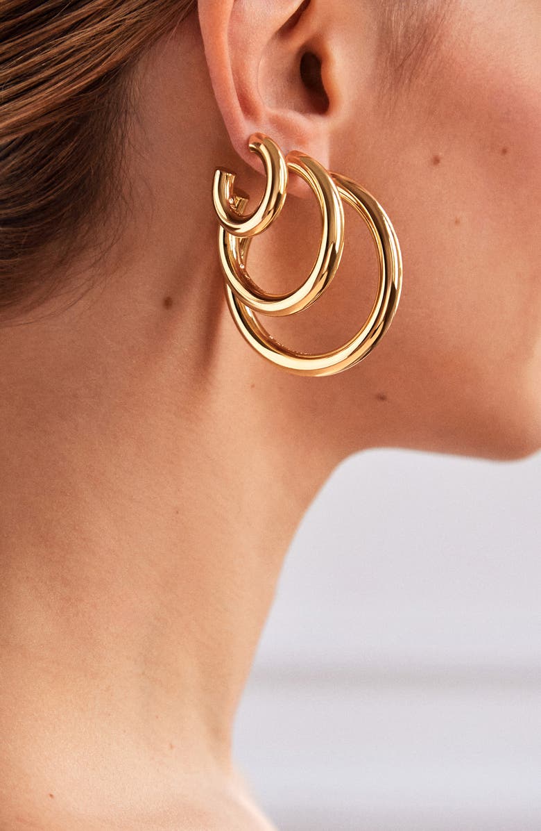 BaubleBar Dalilah Small Hoop Earrings, Alternate, color, Gold