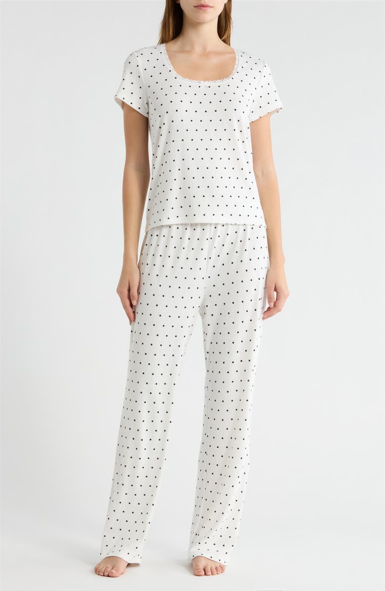 French Connection Print Pointelle Knit Pajamas, Main, color,