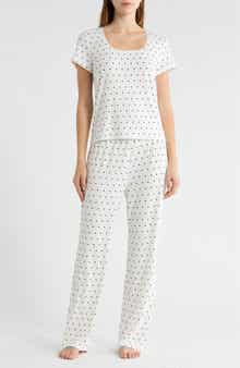 Print Pointelle Knit Pajamas
