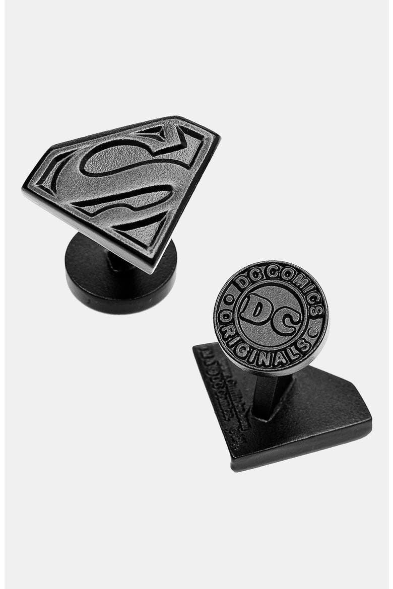 'Superman Shield' Cuff Links, Main, color, BLACK