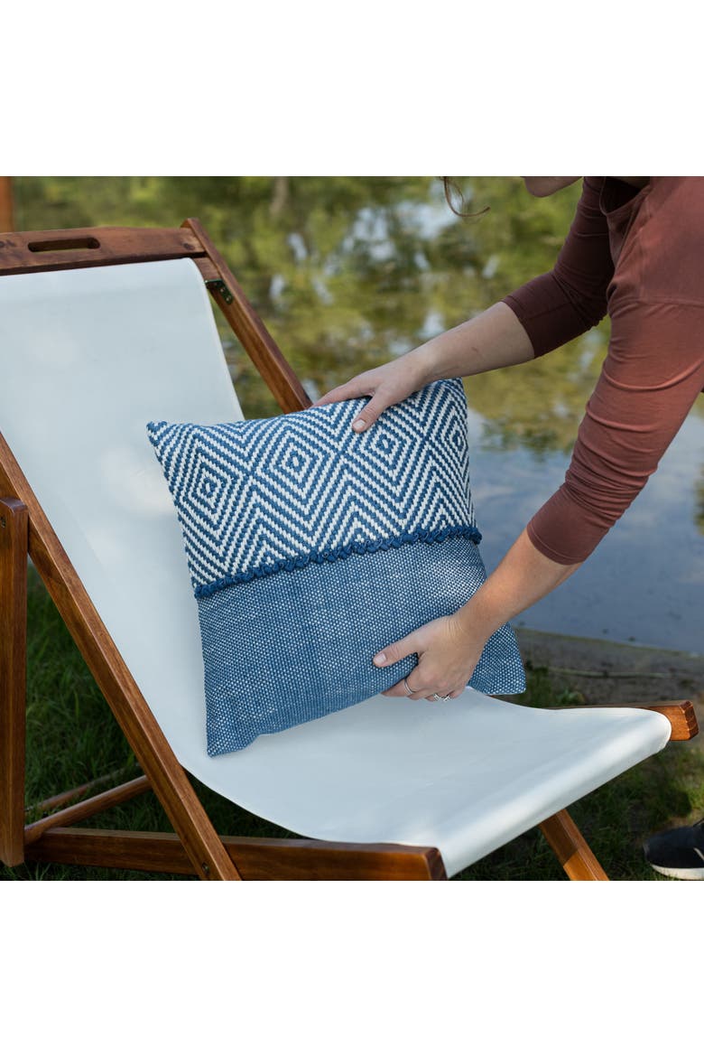 Outdoor Geometric Filled Throw Pillow, 18" x 18" Blue, Alternate, color, Blue