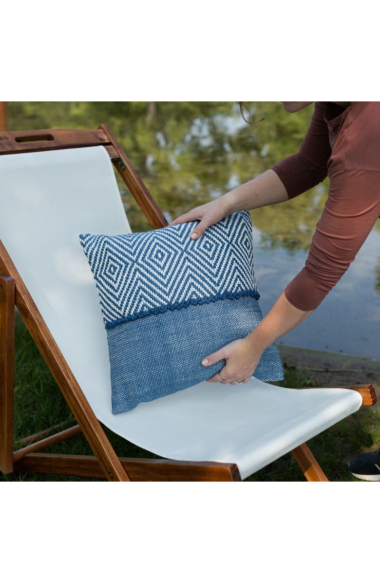 Foreside Home and Garden Outdoor Geometric Filled Throw Pillow, 18" x 18" Blue, Alternate, color, Blue