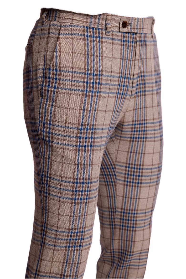 Downing Slim Fit Check Pants, Alternate, color, TAN NAVY BROWN CHECK