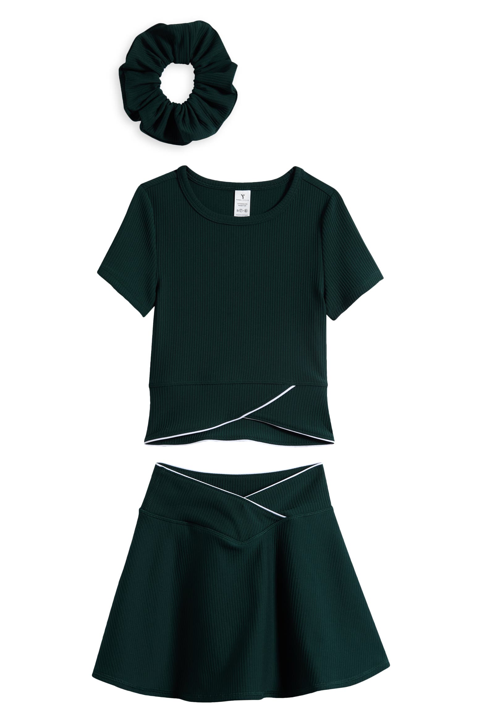 Top Set Method YOGALICIOUS Kids' Ottoman Rib Top, Skirt & Scrunchie Set | Nordstromrack