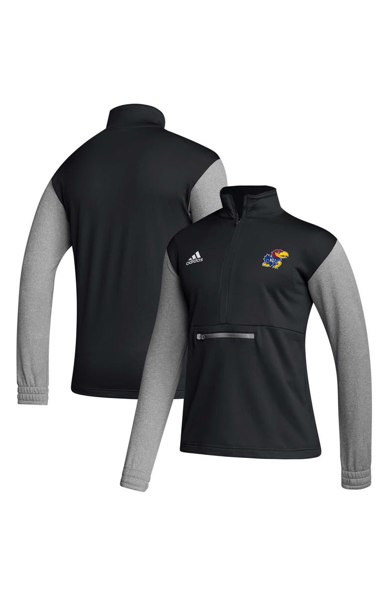 adidas Men's adidas Black Kansas Jayhawks Sideline AEROREADY Half-Zip Top, Alternate, color, Black