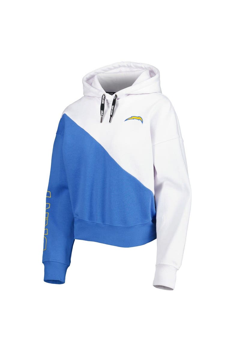 Women's DKNY Sport White/Powder Blue Los Angeles Chargers Bobbi Color Blocked Pullover Hoodie, Alternate, color, White
