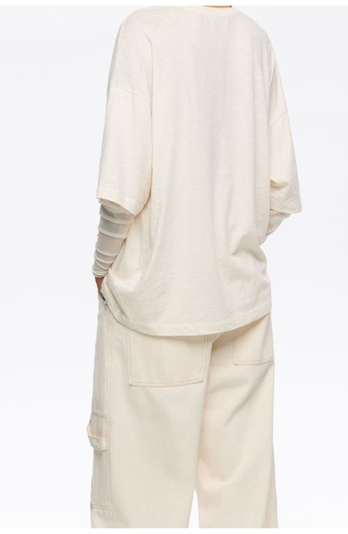 Bimba Y Lola Tulle Sleeve T-shirt In White