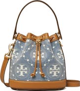 Tory Burch T Monogram Denim Bucket Bag
