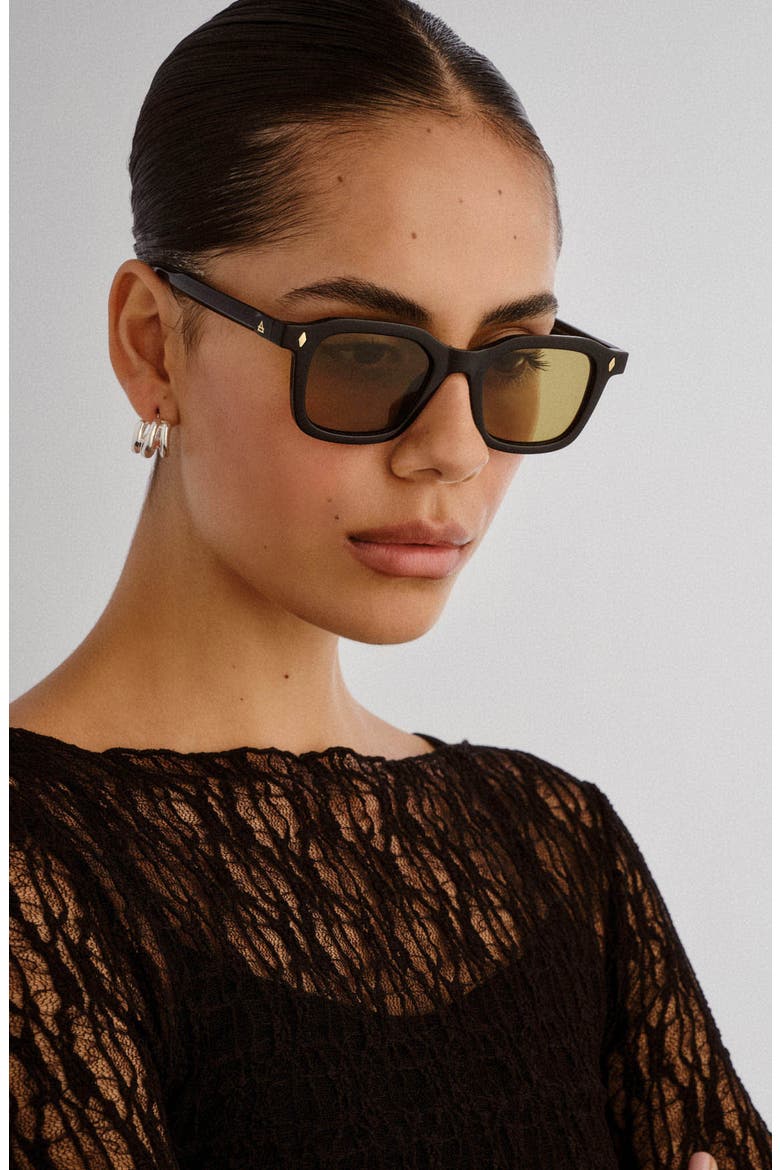 Zodiac 48mm Small Square Sunglasses, Alternate, color, BLACK / MOSS TINT