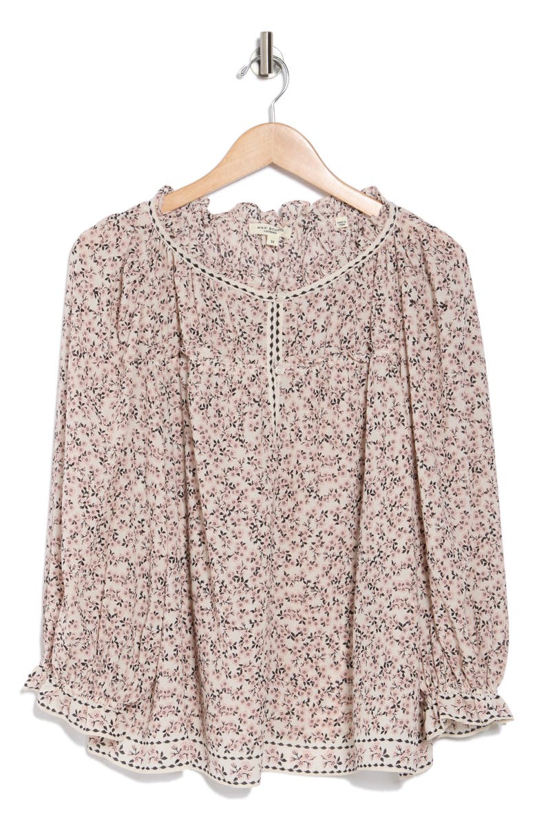 MAX STUDIO Floral Balloon Sleeve Top, Alternate, color, Ivory/ Mauve Daisy Sprinkle